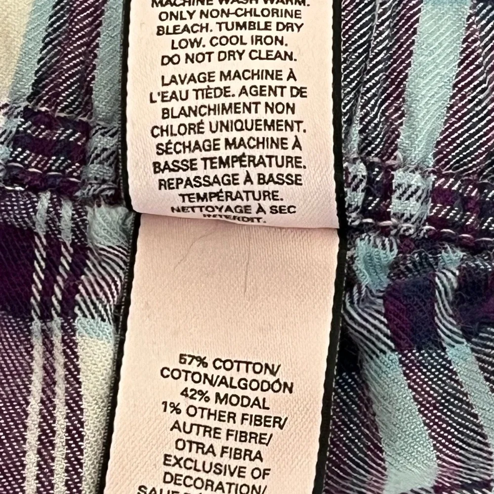 Victoria's Secret 2 Piece Pajama Plum Plaid Pants‎ Light Plum Top Women's XS